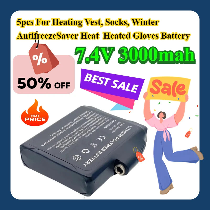 5pcs For Heating Vest, Socks, Winter Antifreeze Saver Heat Battery 7.4V 3000mah Heated Gloves Battery Lithium Polymer Battery
5pcs For Heating Vest, Socks, Winter Antifreeze Saver Heat Battery 7.4V 3000mah Heated Gloves Battery Lithium Polymer Battery
