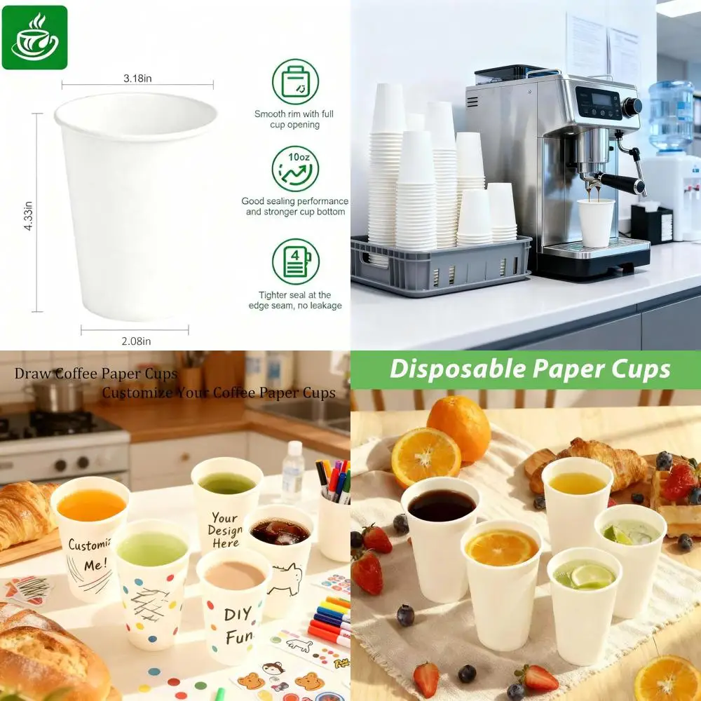 1000 Pack 10oz Leak-Resistant Disposable Cups - Durable Paper Cups for Beverages, Ideal for Home, Office, Parties, and Cafes
1000 Pack 10oz Leak-Resistant Disposable Cups - Durable Paper Cups for Beverages, Ideal for Home, Office, Parties, and Cafes