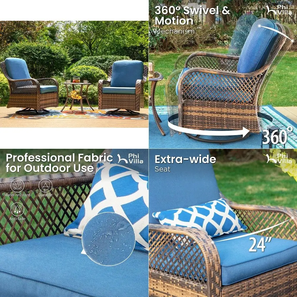 Oversized Outdoor Wicker Patio Furniture Set 3 Piece, 2 Rattan Swivel Rocker Patio Chairs Large Oversized Deep Seating Group wi
Oversized Outdoor Wicker Patio Furniture Set 3 Piece, 2 Rattan Swivel Rocker Patio Chairs Large Oversized Deep Seating Group wi