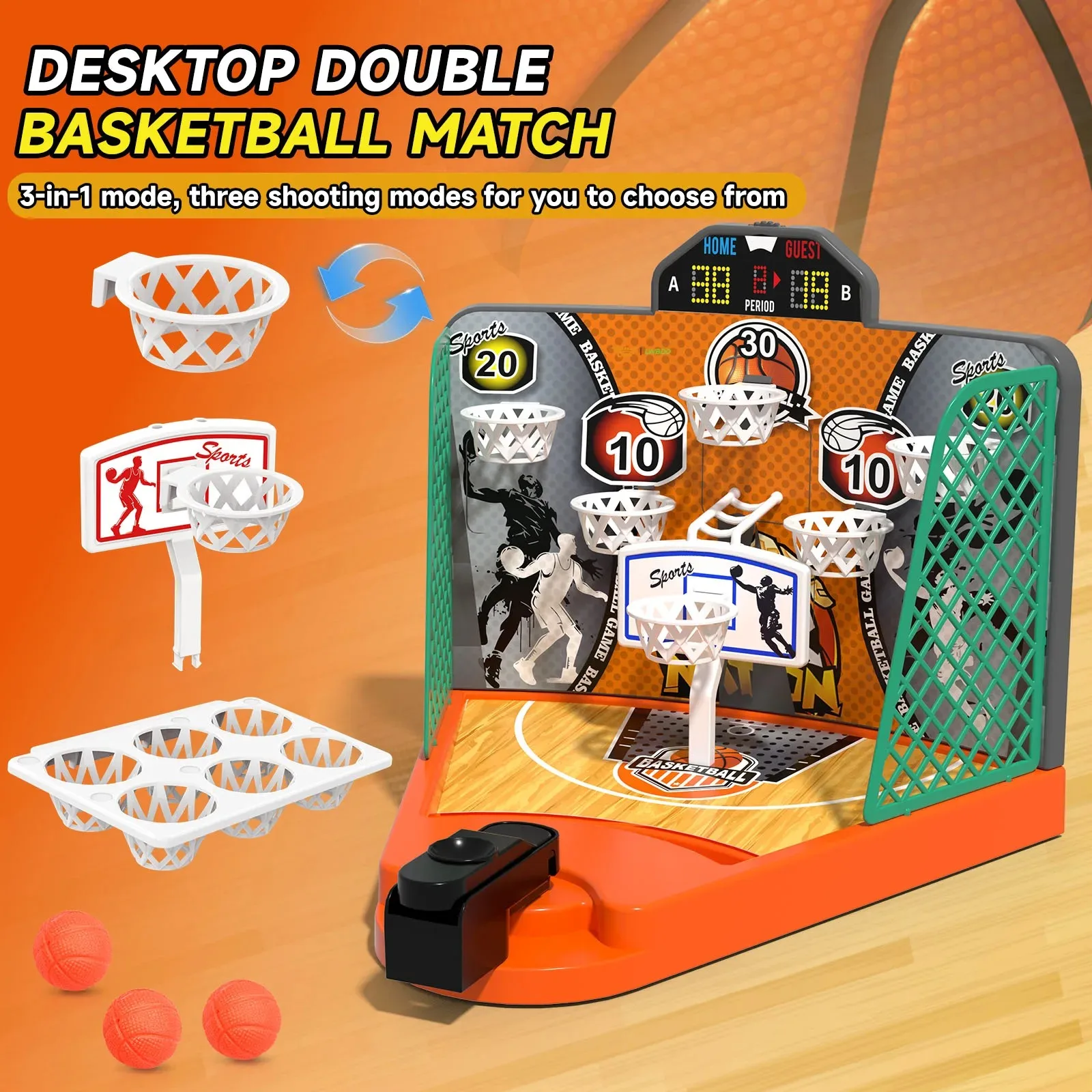 Double Mini Basketball Tabletop Game with Finger Launchers, Portable Basketball Hoop Toy for Parent-Child Interaction
Double Mini Basketball Tabletop Game with Finger Launchers, Portable Basketball Hoop Toy for Parent-Child Interaction