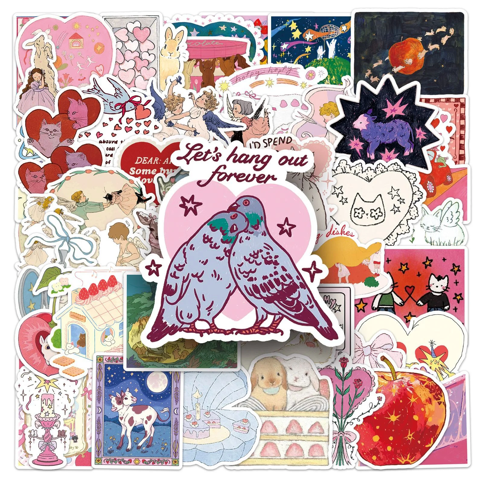 50 Pcs Fairy Tale Stickers - Cartoon Childlike Dreamy Cute Graffiti Decals for Journal Decor, Phone Case
50 Pcs Fairy Tale Stickers - Cartoon Childlike Dreamy Cute Graffiti Decals for Journal Decor, Phone Case