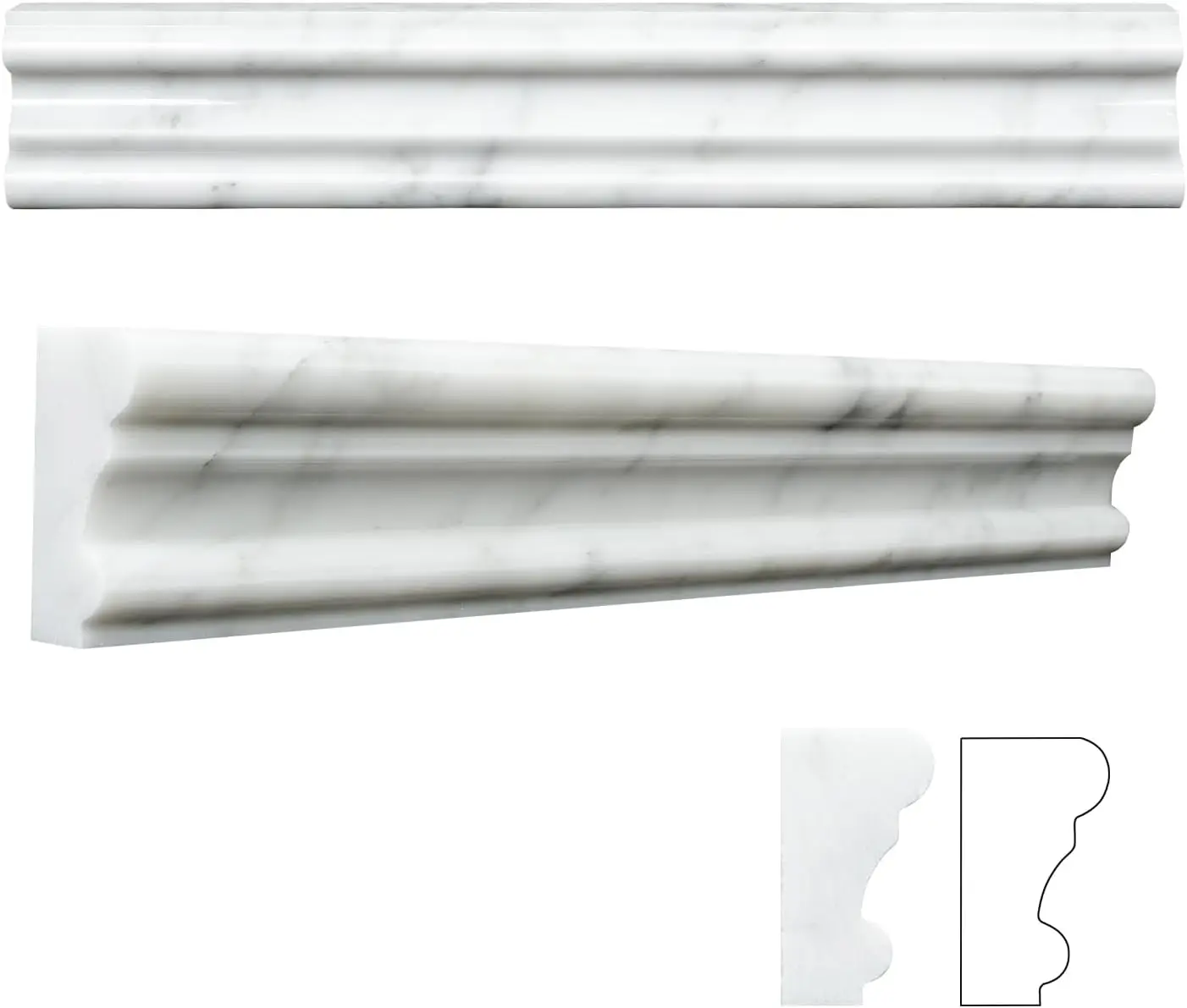 8-Pack 2x12'' Marble Chair Rail Trim, Polished Ogee Edge for Bathroom Tile
8-Pack 2x12'' Marble Chair Rail Trim, Polished Ogee Edge for Bathroom Tile