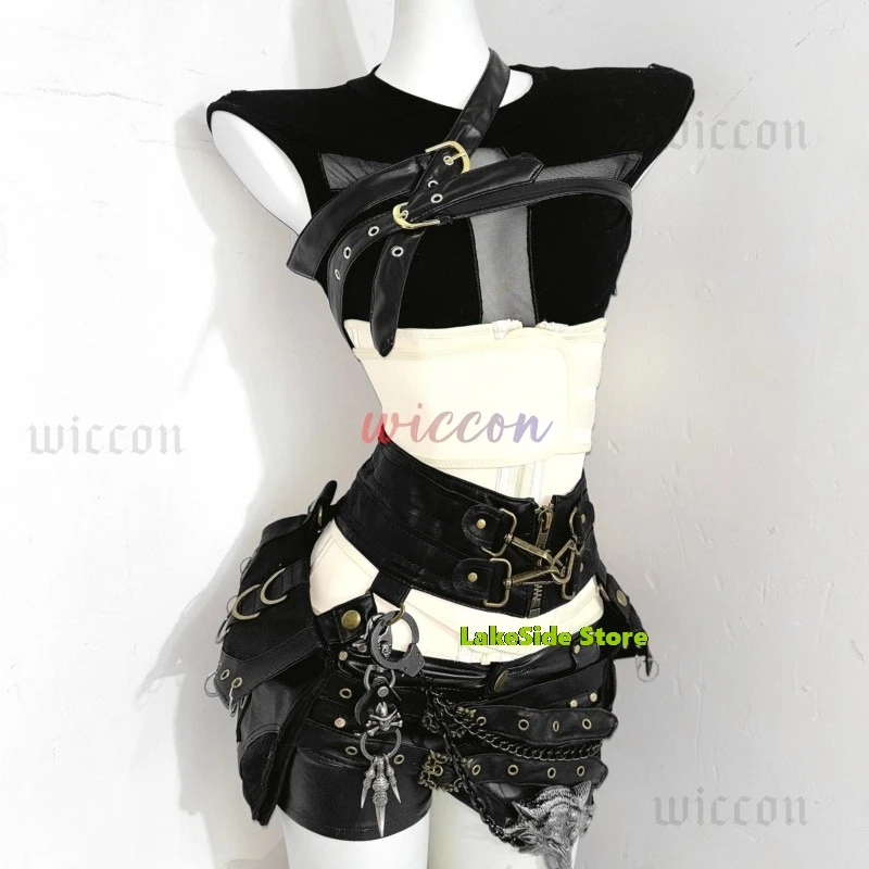 Anime Devil's City Queen Unifrom Women Cool Girl Punk Cyber Dark Gothic Tshirt Leather Waist Cincher Mini Shorts Spicy Girl Set
Anime Devil's City Queen Unifrom Women Cool Girl Punk Cyber Dark Gothic Tshirt Leather Waist Cincher Mini Shorts Spicy Girl Set