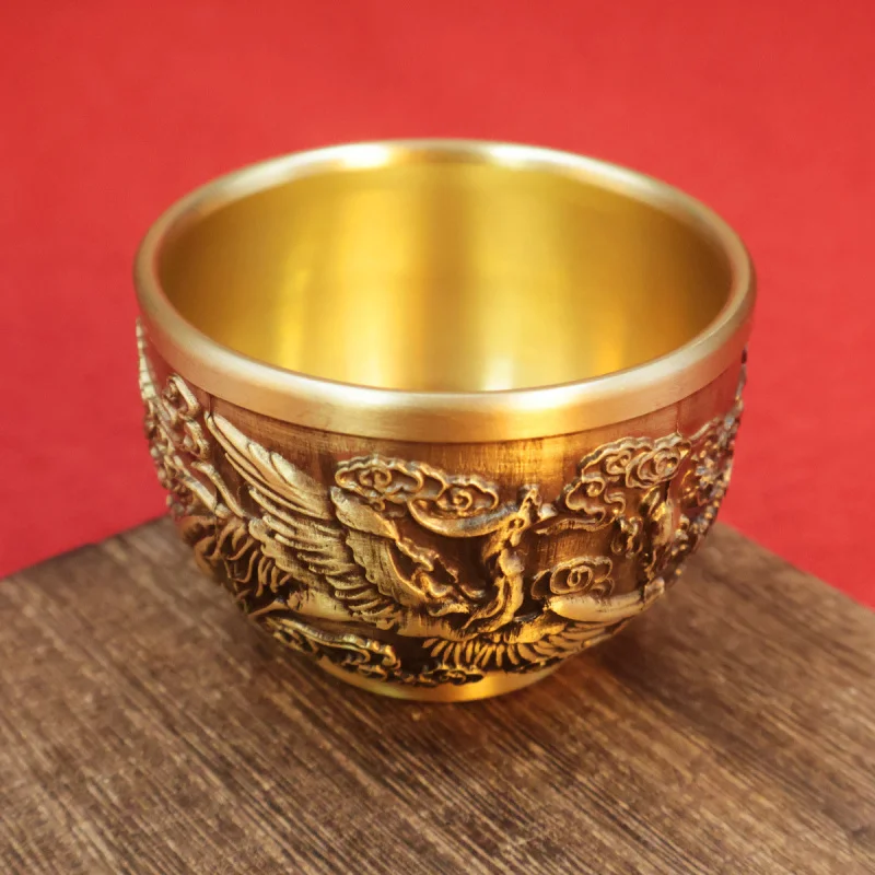 Brass Relief Dragon and Phoenix Cup New Chinese Style Chinese Feng Hundred Blessings Wine Cup High-end Creative Gift for Self-us
Brass Relief Dragon and Phoenix Cup New Chinese Style Chinese Feng Hundred Blessings Wine Cup High-end Creative Gift for Self-us