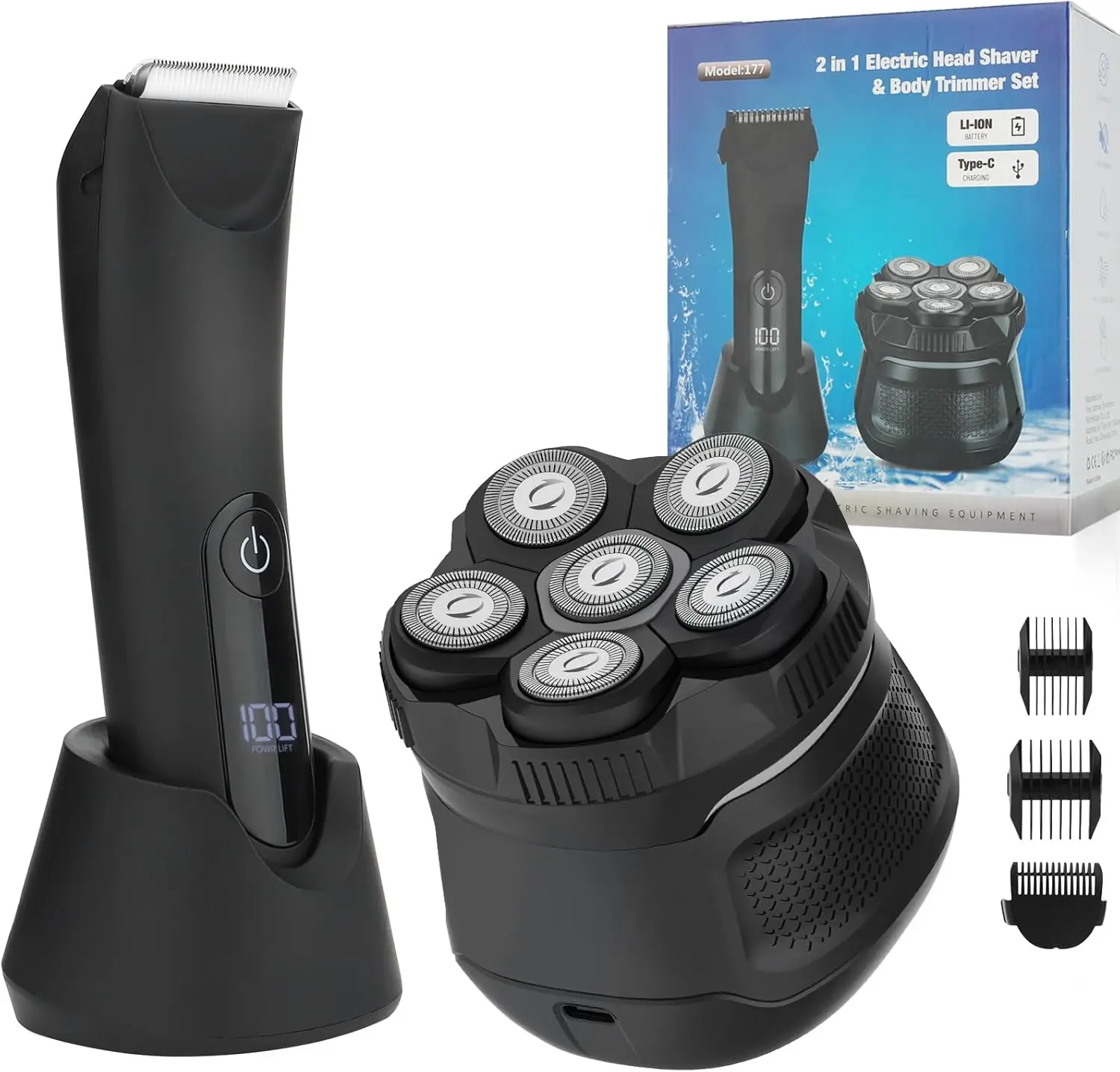 All-in-One Body and Head Electric Shaver Kit for Men, Waterproof Trimmer with Adjustable Combs and LED Light
All-in-One Body and Head Electric Shaver Kit for Men, Waterproof Trimmer with Adjustable Combs and LED Light