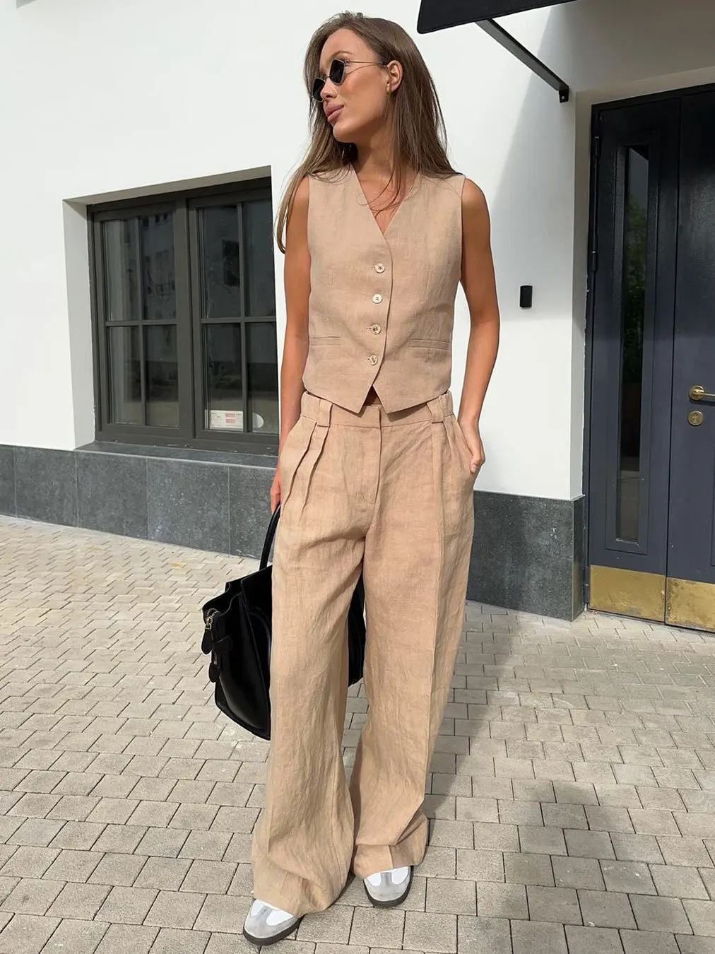 Khaki Linen Vest Tops and Pants Two Piece Sets Women Outfit Office Ladies Spring Summer Chic Sleeveless Tank Top Suit
Khaki Linen Vest Tops and Pants Two Piece Sets Women Outfit Office Ladies Spring Summer Chic Sleeveless Tank Top Suit