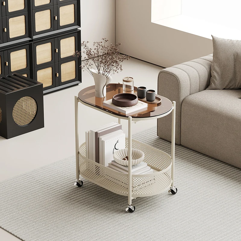 Tempered glass sofa edge table movable creative living room small coffee table cream wind simple wheeled storage trolley
Tempered glass sofa edge table movable creative living room small coffee table cream wind simple wheeled storage trolley