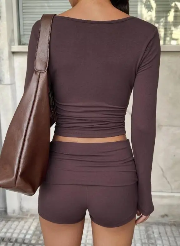 Women's Fashion Two Piece Set 2025 Autumn/winter New Casual Y2K Yoga Hanging Collar Vest Shorts Two-Piece Set Women's Clothing 
Women's Fashion Two Piece Set 2025 Autumn/winter New Casual Y2K Yoga Hanging Collar Vest Shorts Two-Piece Set Women's Clothing