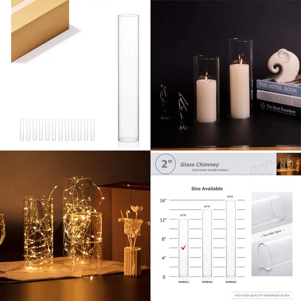 Clear Glass Hurricane Candle Holder, Wide 2 Inches, 12 Inches Tall, Cylinder Design, Open-Ended Shade, Chimney Tube for Candles
Clear Glass Hurricane Candle Holder, Wide 2 Inches, 12 Inches Tall, Cylinder Design, Open-Ended Shade, Chimney Tube for Candles