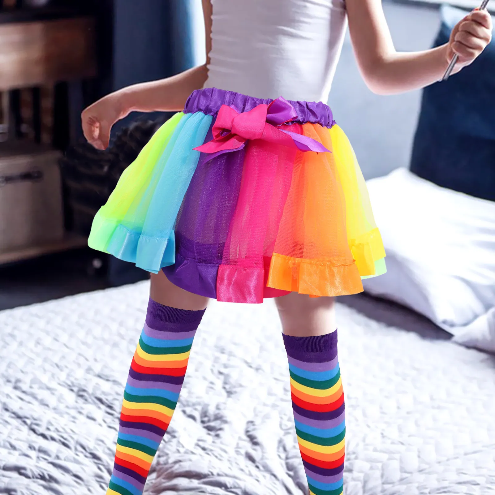 4Pcs Layered Rainbow Tutu Skirt Set Unicorn Headband Elbow Fingerless Gloves Stockings Party Dress Up Costumes Girls
4Pcs Layered Rainbow Tutu Skirt Set Unicorn Headband Elbow Fingerless Gloves Stockings Party Dress Up Costumes Girls