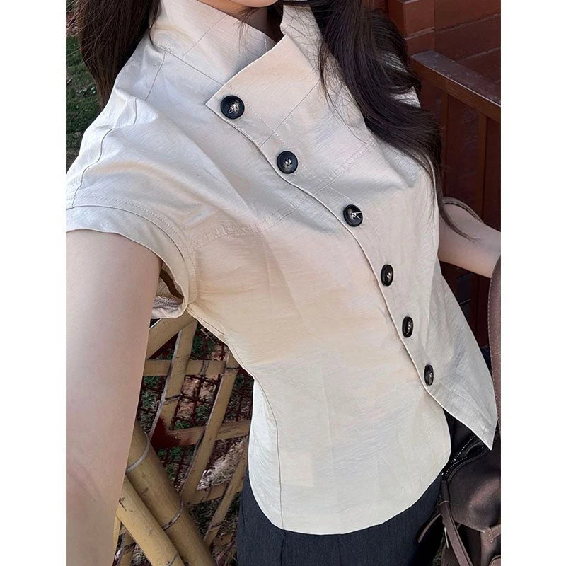 MEXZT Harajuku Irregular Shirts Women Vintage Cropped Short Sleeve Blouses Summer Ladies Korean Single Breasted Casual Tops New
MEXZT Harajuku Irregular Shirts Women Vintage Cropped Short Sleeve Blouses Summer Ladies Korean Single Breasted Casual Tops New