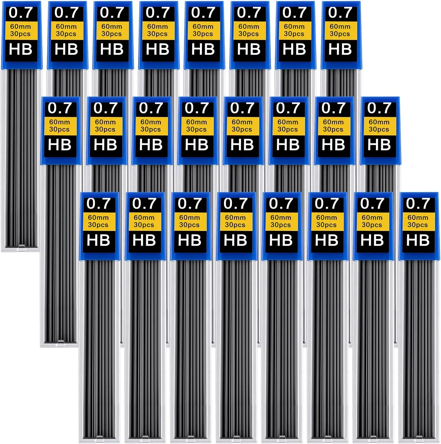 720 Pcs 0.7mm HB Mechanical Pencil Lead Refills, Break-Resistant Black Graphite, 24 Tubes with 30 Each
720 Pcs 0.7mm HB Mechanical Pencil Lead Refills, Break-Resistant Black Graphite, 24 Tubes with 30 Each