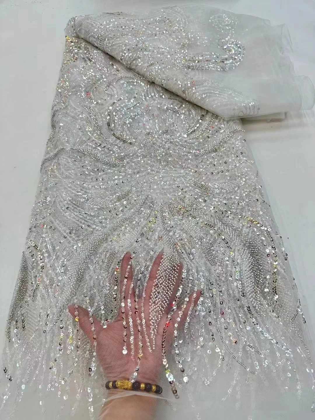 2024 High Quality Exquisite French Embroidery Lace Fabric African Handmade Beaded Sequins Lace Fabric For Nigerian Wedding 5yard
2024 High Quality Exquisite French Embroidery Lace Fabric African Handmade Beaded Sequins Lace Fabric For Nigerian Wedding 5yard
