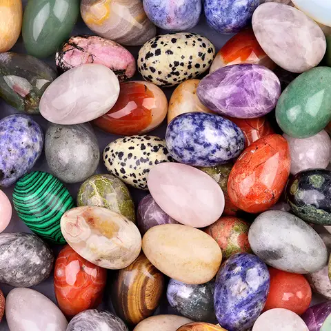 30mm Egg Crafts Natural Stone Crystal Ornament Amethyst Quartz Massage Gem Energy Mineral Specimen Jewelry DIY Home Decor Easter