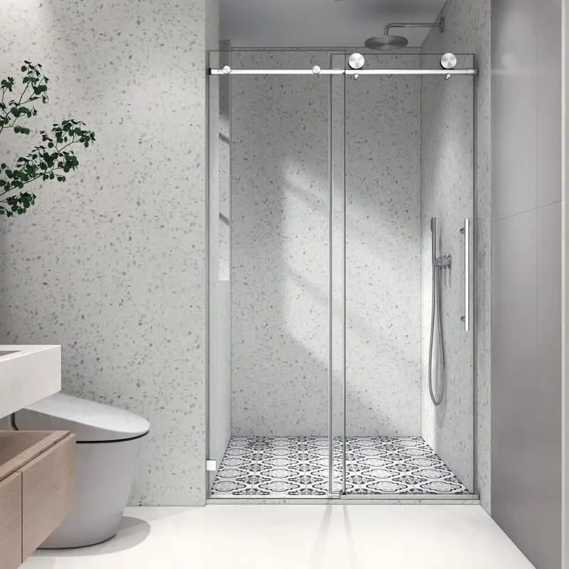 Бескаркасная душевая дверь, с одним фиксированным переключением, шкивы из нержавеющей стали 304 70 мм, регулируемое мягкое закрытие, нано-легкая очистка,
Бескаркасная душевая дверь, с одним фиксированным переключением, шкивы из нержавеющей стали 304 70 мм, регулируемое мягкое закрытие, нано-легкая очистка,