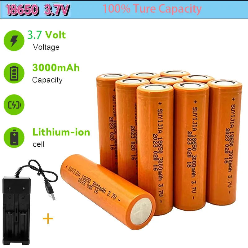 Original 18650 Battery with Large Capacity of 3000mah 3.7V+ Charger Suitable for Toy Flashlight Lithium Ion Rechargeable Battery
Original 18650 Battery with Large Capacity of 3000mah 3.7V+ Charger Suitable for Toy Flashlight Lithium Ion Rechargeable Battery