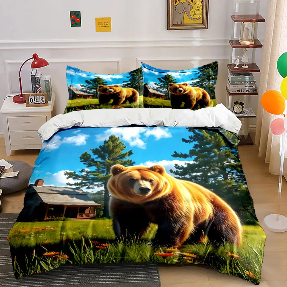 3pcs Brown bear on meadow near cabin Print Soft Comfortable Duvet Cover Bedding Set Included 1*Duvet Cover 2*Pillowcases
3pcs Brown bear on meadow near cabin Print Soft Comfortable Duvet Cover Bedding Set Included 1*Duvet Cover 2*Pillowcases
