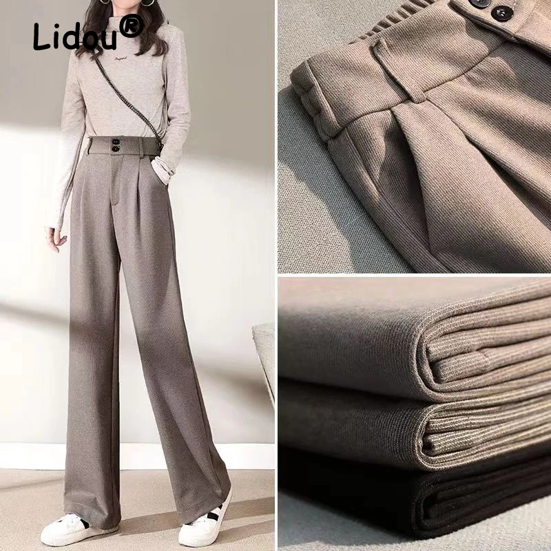 Woolen Thicken Woolen Straight Wide Leg Trousers Women Autumn Winter Casual Office Lady High Waist Loose Solid Street Suit Pants
Woolen Thicken Woolen Straight Wide Leg Trousers Women Autumn Winter Casual Office Lady High Waist Loose Solid Street Suit Pants