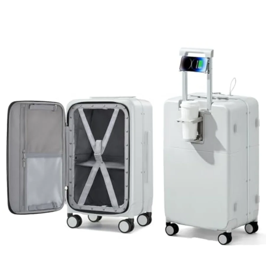 Carry On Luggage with Cup Holder and USB Charging Port, Top Openg Hard Shell Suitcase with Wheels, Alumum Frame Trunk Luggage w
Carry On Luggage with Cup Holder and USB Charging Port, Top Openg Hard Shell Suitcase with Wheels, Alumum Frame Trunk Luggage w