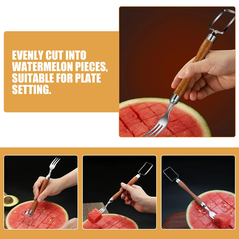 Watermelon Fruit Fork 2 in 1 Stainless Steel Wood Handle Kitchen Utensil Melon Slicer Tool Small Size Creative Gadgets
Watermelon Fruit Fork 2 in 1 Stainless Steel Wood Handle Kitchen Utensil Melon Slicer Tool Small Size Creative Gadgets
