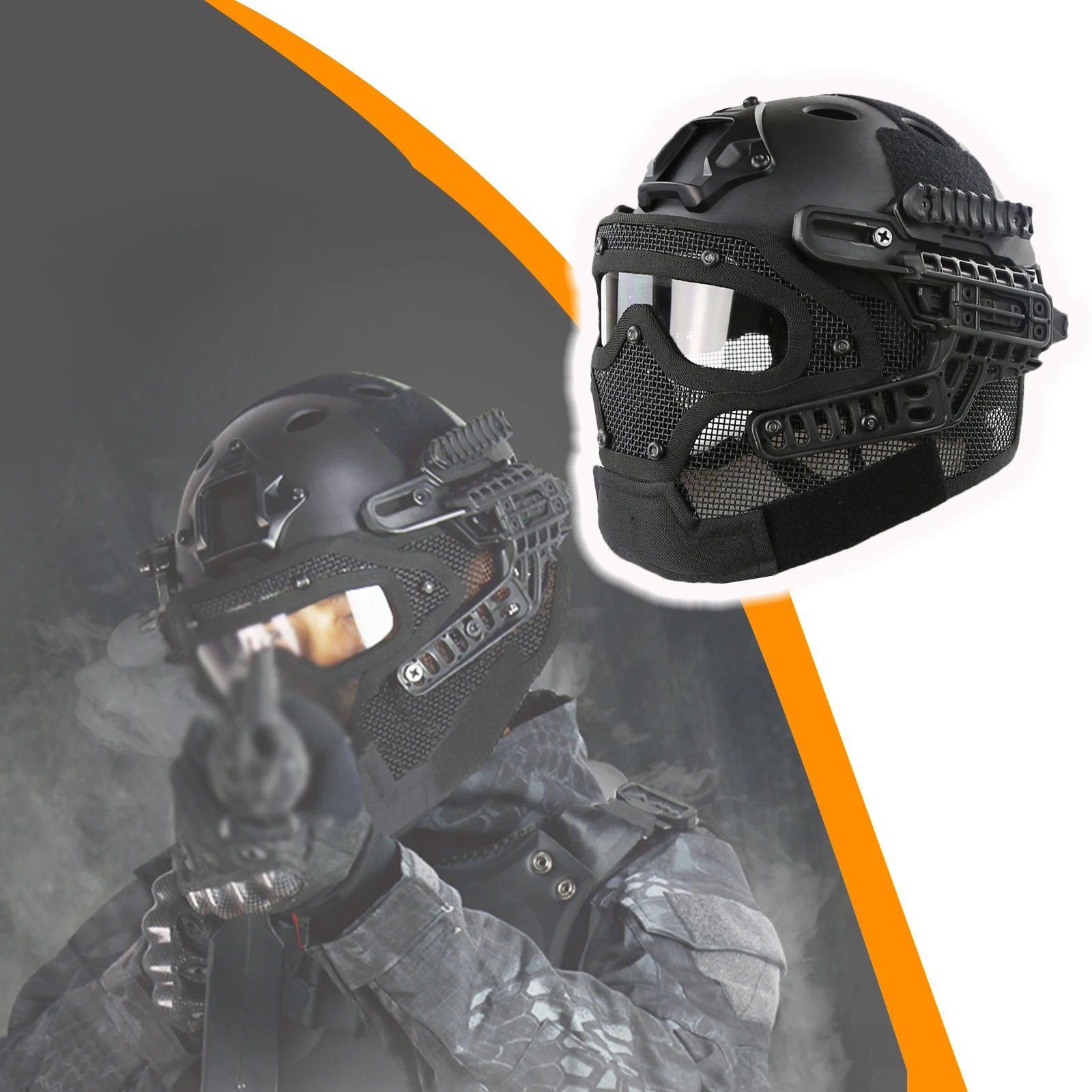 Full-face protective helmet in ABS, multifunctional, exclusive, outdoor CS games, excellent quality WarGame, motorcycle, Hunting
Full-face protective helmet in ABS, multifunctional, exclusive, outdoor CS games, excellent quality WarGame, motorcycle, Hunting