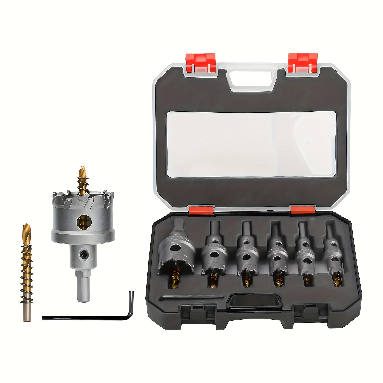 6PcsTCT Carbide Hole Saw kit, 5/8"-1-3/8"Metal Hole Saw, Concrete Hole Saw kit, Suitable for Stainless Steel, Iron, Carbon Steel
6PcsTCT Carbide Hole Saw kit, 5/8"-1-3/8"Metal Hole Saw, Concrete Hole Saw kit, Suitable for Stainless Steel, Iron, Carbon Steel