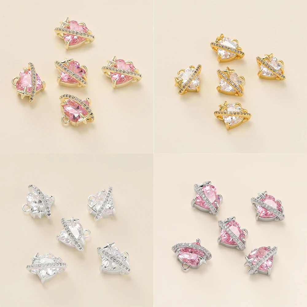 2Pcs/Pack 14/18K Gold Plated Copper Heart Charms Pendants With Zircon for DIY Bracelet Necklace Jewelry Making Accessories
2Pcs/Pack 14/18K Gold Plated Copper Heart Charms Pendants With Zircon for DIY Bracelet Necklace Jewelry Making Accessories