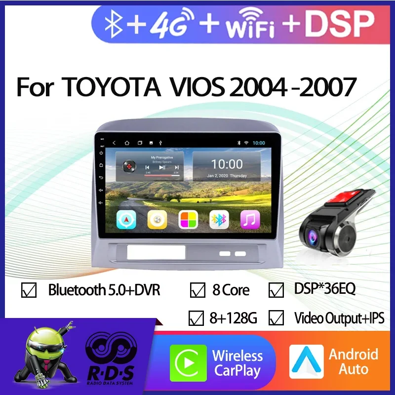 4G+32G Android 11 Car GPS Navigation For TOYOTA VIOS 2004-2007 Car Radio Stereo With Wifi 4G DSP Mirror Link Backup Camera
4G+32G Android 11 Car GPS Navigation For TOYOTA VIOS 2004-2007 Car Radio Stereo With Wifi 4G DSP Mirror Link Backup Camera