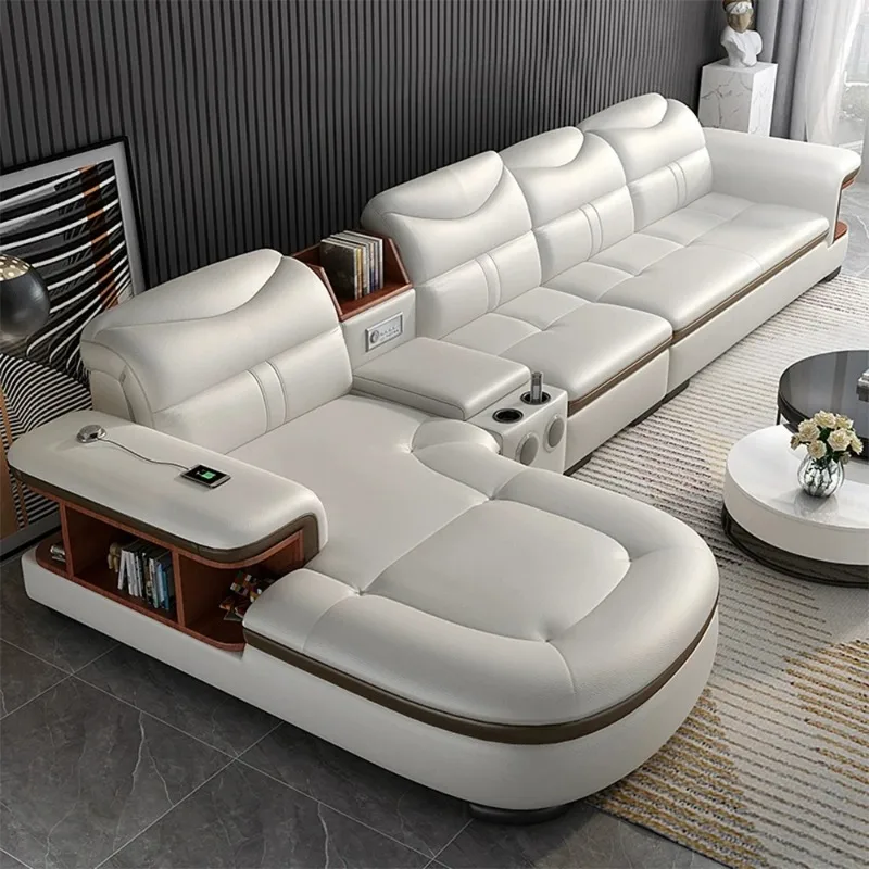 Modern L-Shaped Sectional Sofa with Chaise, Luxury Italian Genuine Leather Couch with Adjustable Headrest, Storage, USB, Console
Modern L-Shaped Sectional Sofa with Chaise, Luxury Italian Genuine Leather Couch with Adjustable Headrest, Storage, USB, Console