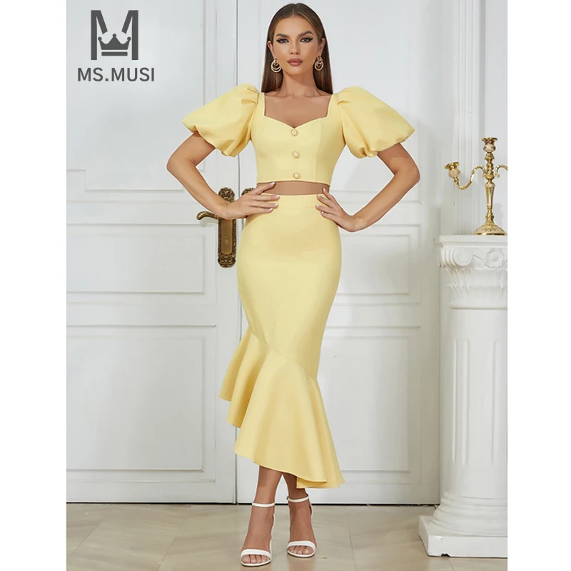 MSMUSI 2024 New Fashion Women Sexy Slim Two Piece Set Bodycon Party Puff Short Sleeve Top Falbala Ruffles Midi Skirt Set Suit
MSMUSI 2024 New Fashion Women Sexy Slim Two Piece Set Bodycon Party Puff Short Sleeve Top Falbala Ruffles Midi Skirt Set Suit