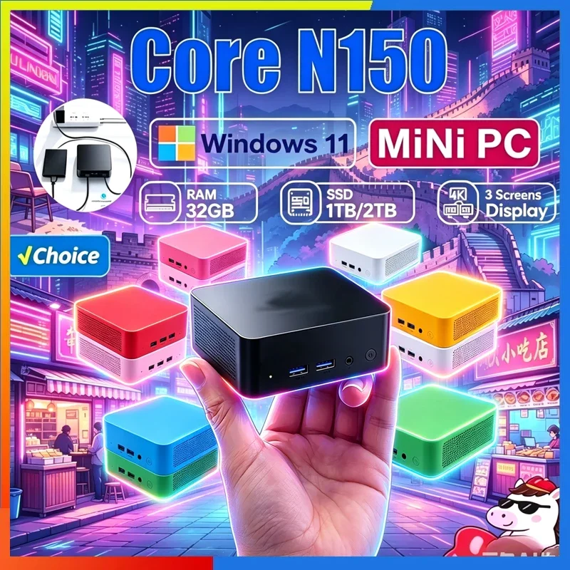 2026 Intel N150 Mini PC Portable Computer 16GB 32GB RAM 1TB 2TB SSD Gaming PC Windows 11 Pro Wifi 6 BT5.2 Office Study Gamer PC
2026 Intel N150 Mini PC Portable Computer 16GB 32GB RAM 1TB 2TB SSD Gaming PC Windows 11 Pro Wifi 6 BT5.2 Office Study Gamer PC