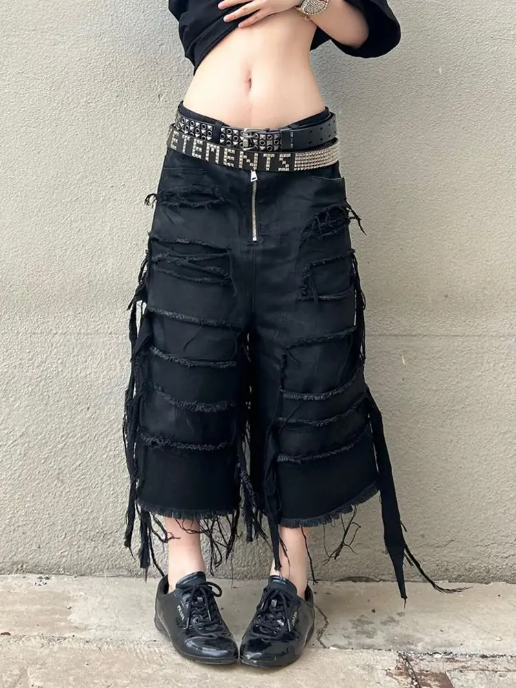 American Heavy Industry Washing Double-Layer Brushed Wax Jeans Women Spring Autumn Design Ripped Tassels Cropped Medium Pants
American Heavy Industry Washing Double-Layer Brushed Wax Jeans Women Spring Autumn Design Ripped Tassels Cropped Medium Pants