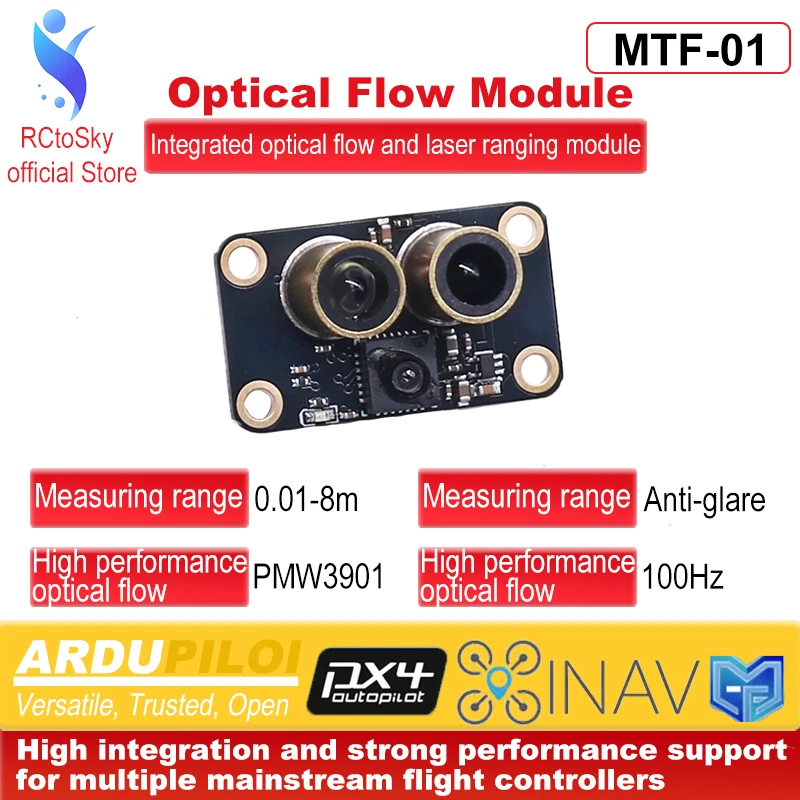 RCtoSky Optical Flow Module FPV Drone Kit Quadcopter INAV Beatflight PosHold Mavlink F722 F745 Ardupilot PX4 Flight Control
RCtoSky Optical Flow Module FPV Drone Kit Quadcopter INAV Beatflight PosHold Mavlink F722 F745 Ardupilot PX4 Flight Control