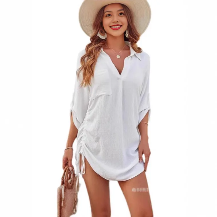 2026 Women's Spring and Summer New Fashion Solid Color Casual Loose Comfortable Slim Drawstring Beach Blouse Shirt for Women
2026 Women's Spring and Summer New Fashion Solid Color Casual Loose Comfortable Slim Drawstring Beach Blouse Shirt for Women
