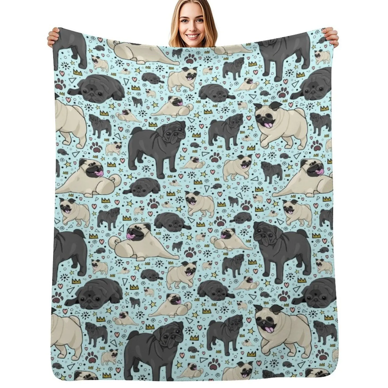Pugs in Blue Throw Blanket Shaggy Furry Soft Blanket for Bedroom Living Room
Pugs in Blue Throw Blanket Shaggy Furry Soft Blanket for Bedroom Living Room