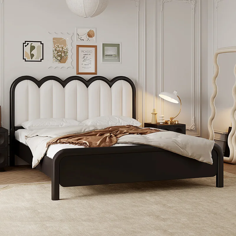French retro all solid wood antique furniture master bedroom double black minimalist bed soft bag wedding bed
French retro all solid wood antique furniture master bedroom double black minimalist bed soft bag wedding bed