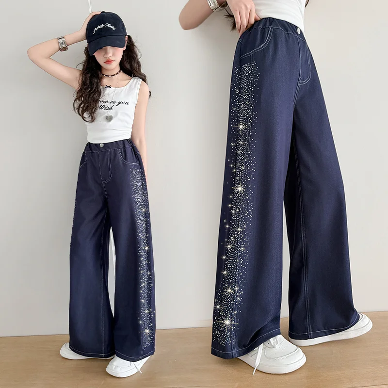Hot Sale Children Fashion Jeans Brilliant Diamond for Teens Girls Stylish Street Wide Leg Pants Kids Trendy Denim Trousers 5-14Y
Hot Sale Children Fashion Jeans Brilliant Diamond for Teens Girls Stylish Street Wide Leg Pants Kids Trendy Denim Trousers 5-14Y