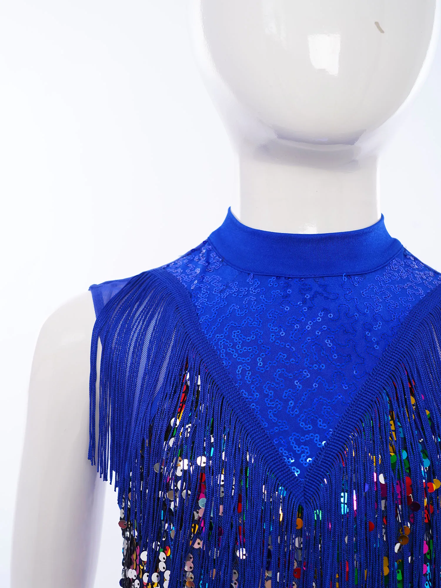 Kids Girls Latin Jazz Dance Bodysuit Stage Performance Costume Sleeveless Cutout Back Tassels Shiny Sequins Color Block Leotards
Kids Girls Latin Jazz Dance Bodysuit Stage Performance Costume Sleeveless Cutout Back Tassels Shiny Sequins Color Block Leotards