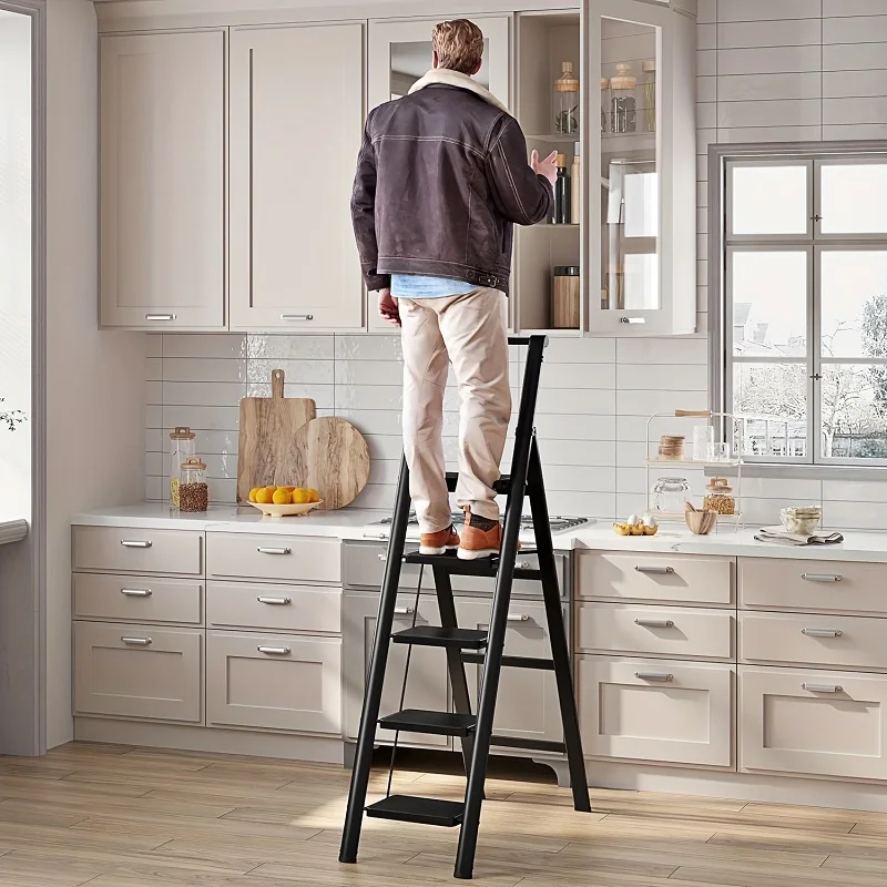 5-step ladder folding step stool, 5-step ladder with anti slip wide pedals, lightweight and easy to carry handle folding ladder, multi-purpose steel ladder, suitable for home and office use
5-step ladder folding step stool, 5-step ladder with anti slip wide pedals, lightweight and easy to carry handle folding ladder, multi-purpose steel ladder, suitable for home and office use