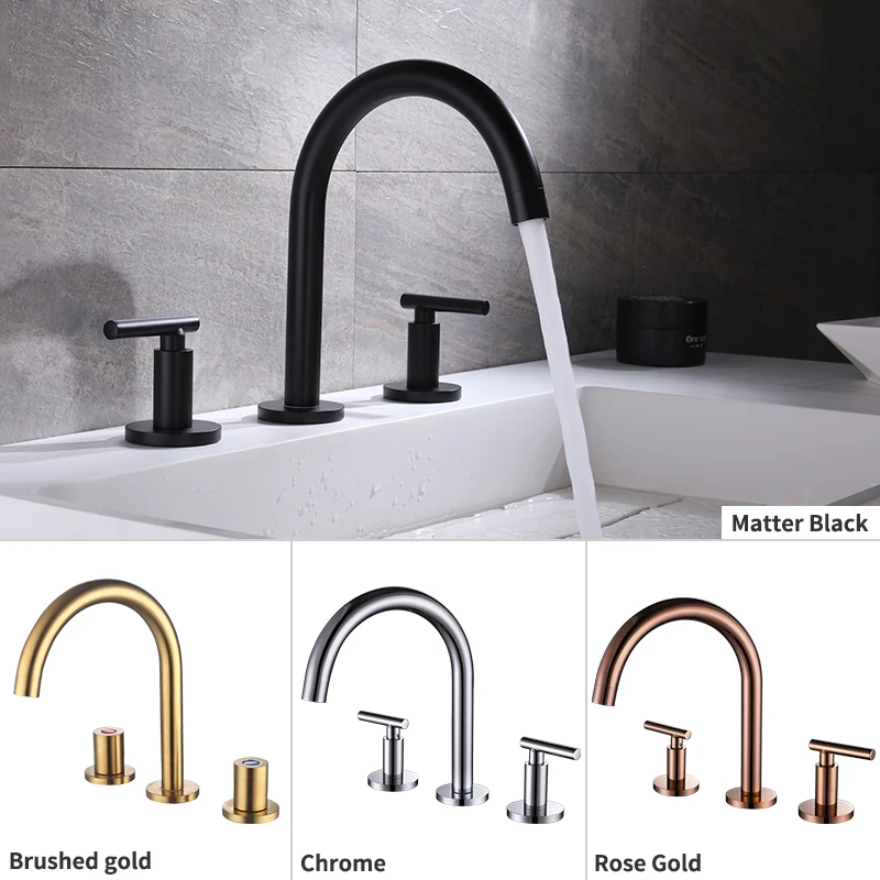 Brass Basin Faucet Mixer Bathroom Sink Water Tap Desk Mount Matt Black Double Handle Hot Cold Water Faucet Set Rose Gold Chrome
Brass Basin Faucet Mixer Bathroom Sink Water Tap Desk Mount Matt Black Double Handle Hot Cold Water Faucet Set Rose Gold Chrome