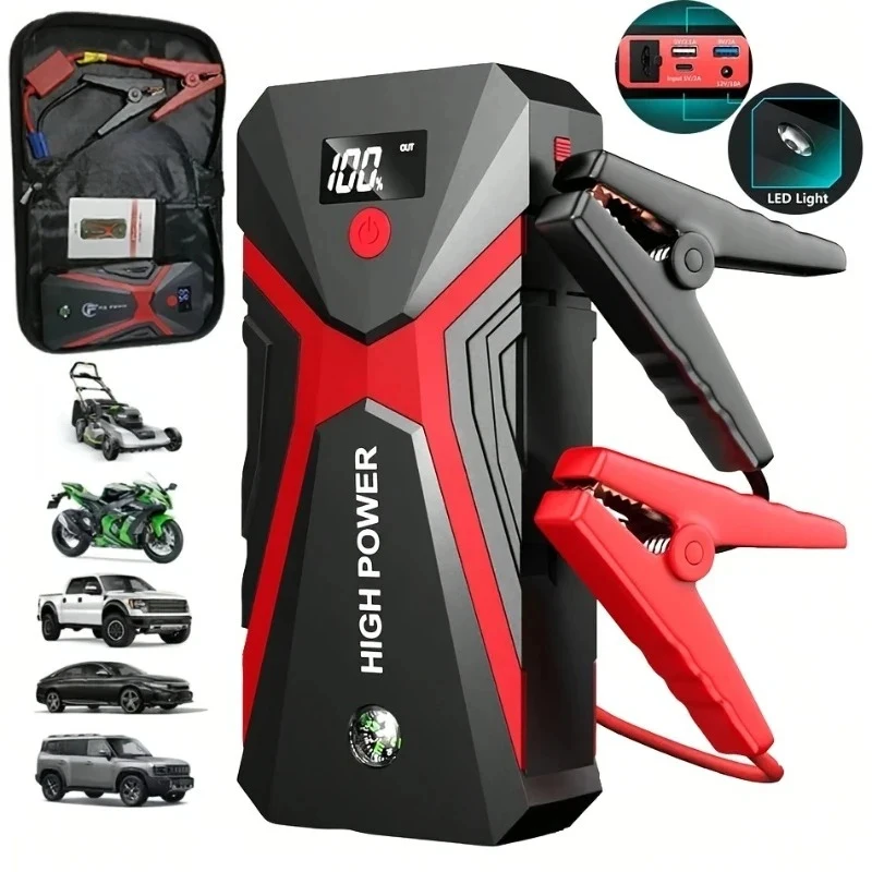 3000A 9-in-1 Car Jump Starter with Tire Inflator, 12V Battery Booster for Car Motorcycle Emergency, USB Quick Charge &
3000A 9-in-1 Car Jump Starter with Tire Inflator, 12V Battery Booster for Car Motorcycle Emergency, USB Quick Charge &