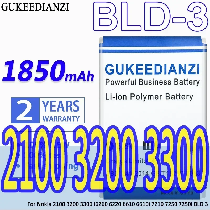 Аккумулятор BLD-3 1850 мАч для Nokia 7210 3300 2100 6220 6200 6610 7250 I6260 6610i 7250i Аккумулятор BLD3 BLD 3
Аккумулятор BLD-3 1850 мАч для Nokia 7210 3300 2100 6220 6200 6610 7250 I6260 6610i 7250i Аккумулятор BLD3 BLD 3