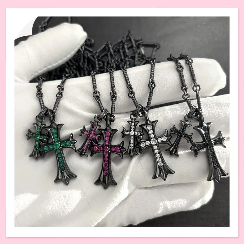 Crowe Double Cross with Diamonds, Thai Silver Black Pendant, Personalized Fashion and High Sense, Men's and Women's Necklaces, L
Crowe Double Cross with Diamonds, Thai Silver Black Pendant, Personalized Fashion and High Sense, Men's and Women's Necklaces, L