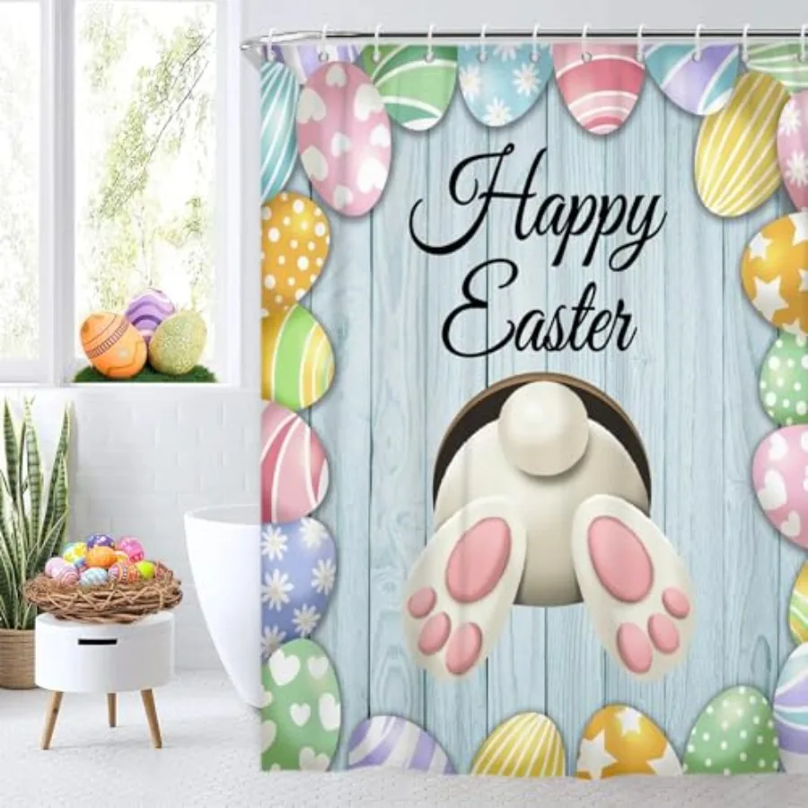 Happy Easter Shower Curtain, Spring s Funny Plank Bathroom Curtain Waterproof Fabric Machine Washable with Hooks, 72" Wx72 L
Happy Easter Shower Curtain, Spring s Funny Plank Bathroom Curtain Waterproof Fabric Machine Washable with Hooks, 72" Wx72 L