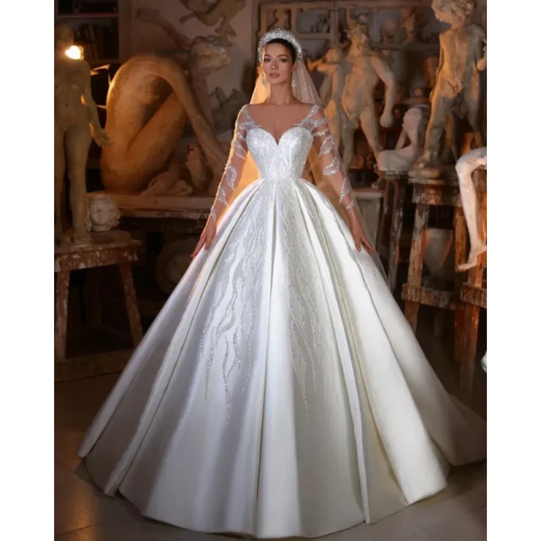 Luxury Sparkling Princess Wedding Dress Long Sleeve Phantom Wedding Dress Crystal Bead Embroidery Bridal Ball Dress Custom
Luxury Sparkling Princess Wedding Dress Long Sleeve Phantom Wedding Dress Crystal Bead Embroidery Bridal Ball Dress Custom