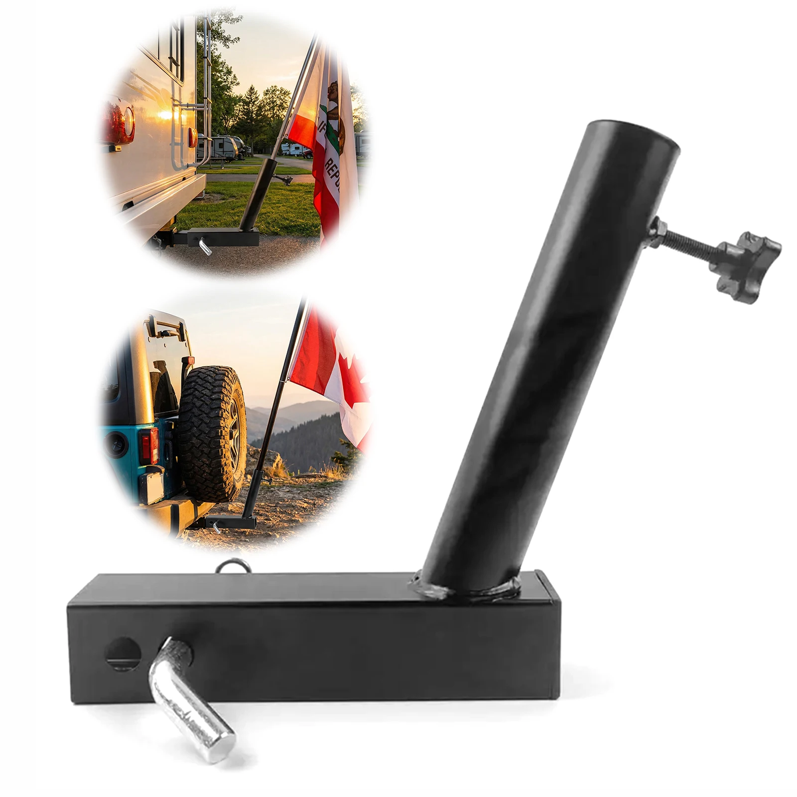 Trailer Bumper Flagpole Holder Wear Resist Iron Exterior Rear Trunk Trailer Hook Compatible with Standard 2 Inch Hitch Receiver
Trailer Bumper Flagpole Holder Wear Resist Iron Exterior Rear Trunk Trailer Hook Compatible with Standard 2 Inch Hitch Receiver