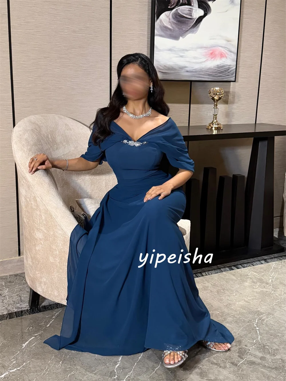 Customized Modest Formal Jersey Pleat Ruched Rhinestone Draped A-line Off-the-shoulder Long Dresses Evening Dresses Retro
Customized Modest Formal Jersey Pleat Ruched Rhinestone Draped A-line Off-the-shoulder Long Dresses Evening Dresses Retro