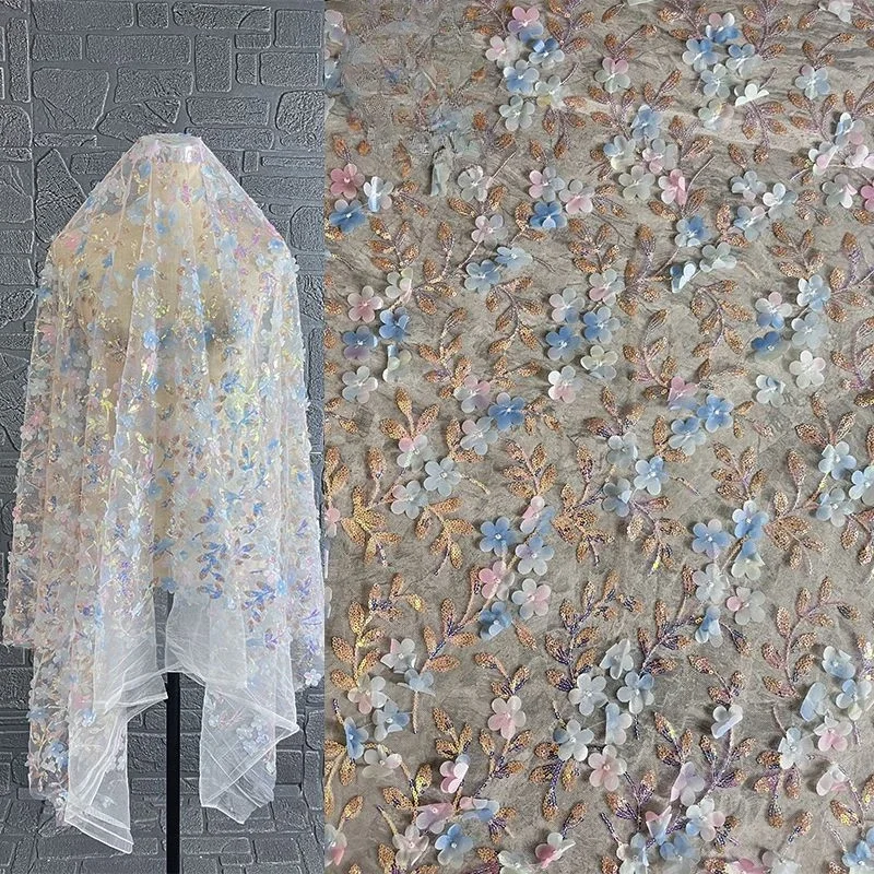 Blue Flower Jacquard Mesh Fabric Three-dimensional Gradient Embroidery Wedding Dress Stage Costume Designer Fabric
Blue Flower Jacquard Mesh Fabric Three-dimensional Gradient Embroidery Wedding Dress Stage Costume Designer Fabric