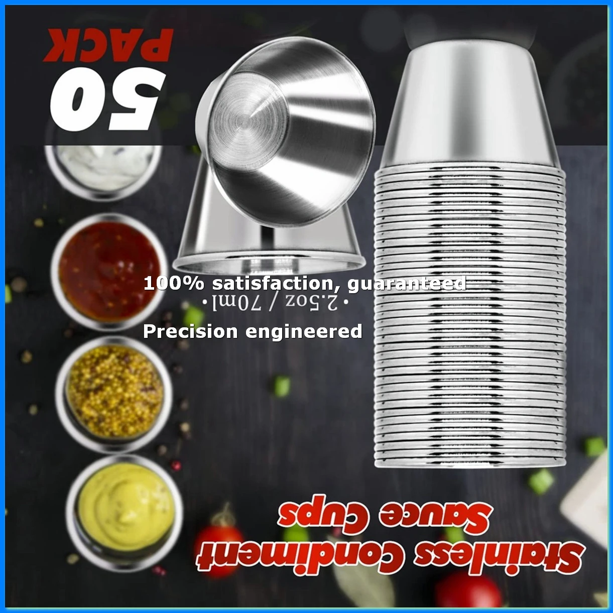 50 Pcs Metal Sauce Cups 2.5oz Ramekins, Stainless Steel Dipping Sauce Cups Metal Condiment Container Reusable-ABYS
50 Pcs Metal Sauce Cups 2.5oz Ramekins, Stainless Steel Dipping Sauce Cups Metal Condiment Container Reusable-ABYS