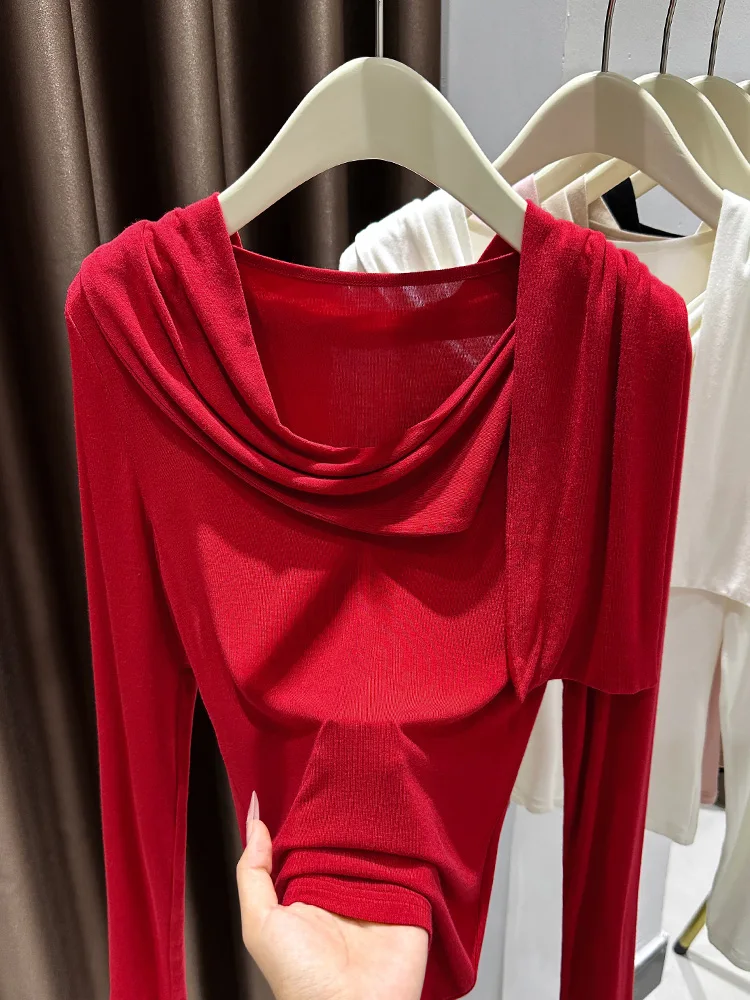 Ele V-Ne Long Sve Women's T-irt with Sa Inner Wear Spring Autumn Red Anti-Aging Skin irt Base Layer Top
Ele V-Ne Long Sve Women's T-irt with Sa Inner Wear Spring Autumn Red Anti-Aging Skin irt Base Layer Top